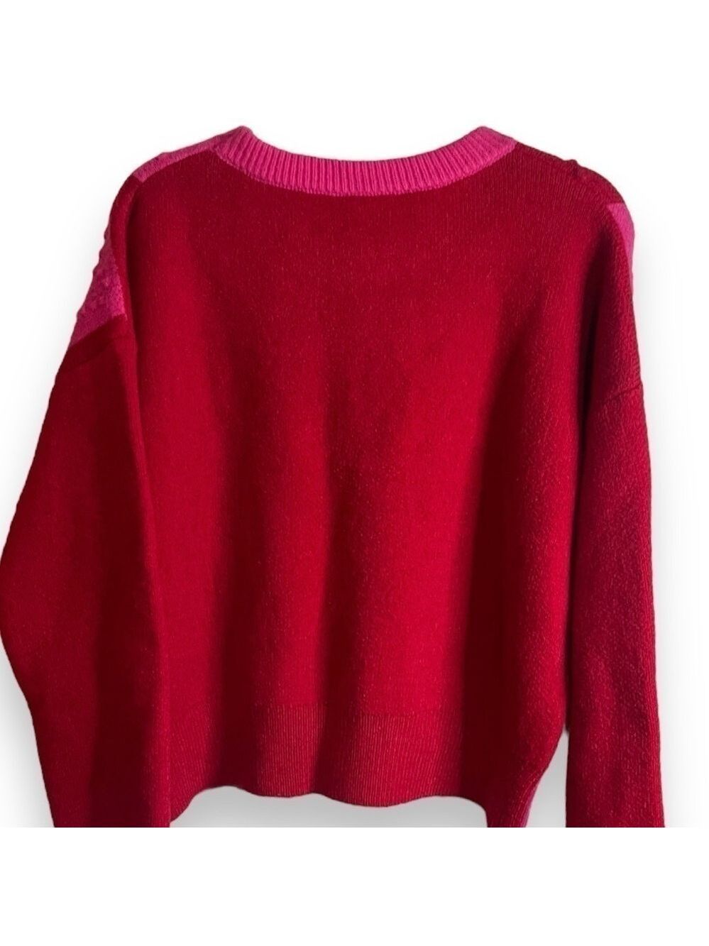 Multicolor Checkered Pattern Heart Detail Textured Sweater Women’s Size Large - Picture 5 of 5